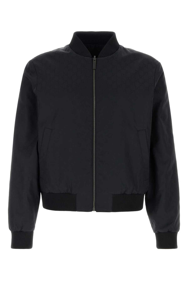Gucci Blouson Exterior: 61% Nylon 39% Silk; Interior: 75% Acetate 25% Cotton jacket in black