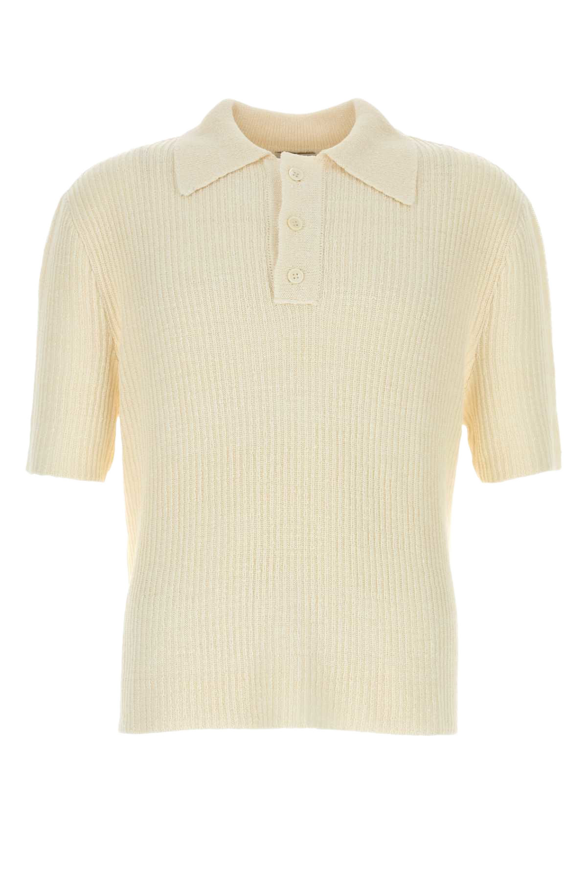 Cream Linen Napoli Polo Shirt White Exterior: Organic