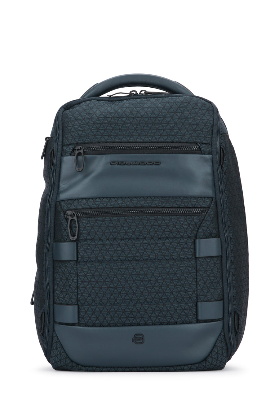 Piquadro Technical nylon with leather trim backpack in navy