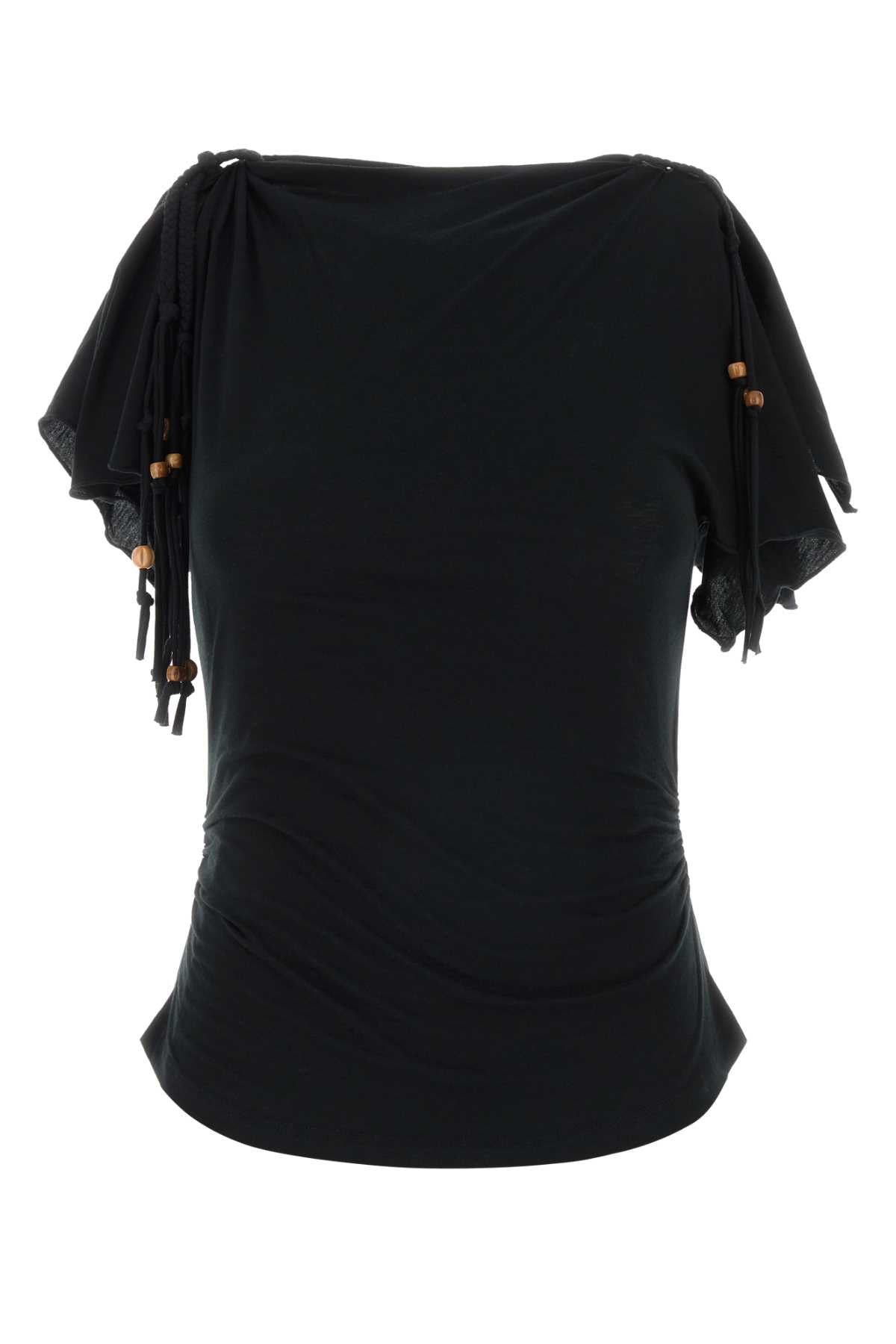 Black Cotton Jazia Top Exterior: Maglie
