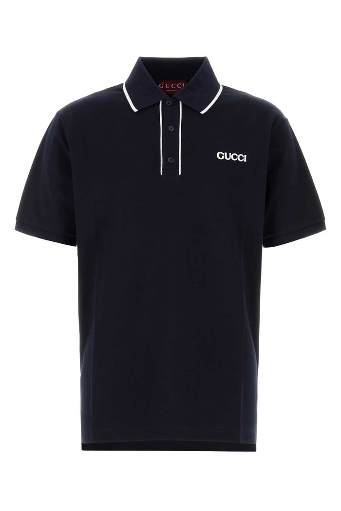 Midnight Blue Stretch Piquet Polo Shirt Bluenavy Exterior: Cotton Elastane
