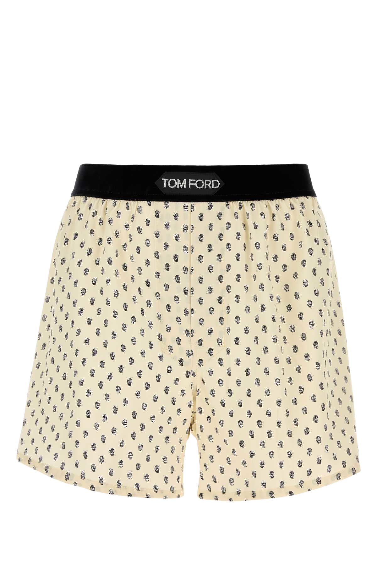 Printed Stretch Satin Boxer Ivory Se Ea Intimo