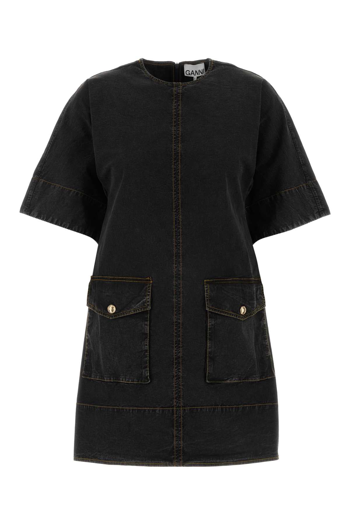 Black Organic Cotton Elastane Abiti