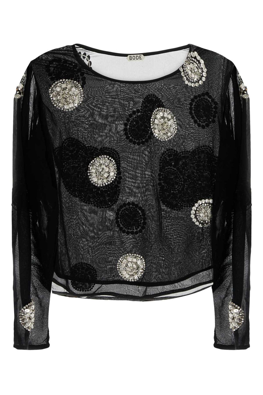 Bode Blouse Exterior: 100% Silk; Lining: 100% Silk blouse in black
