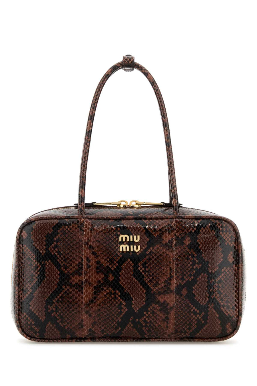 Miu Miu Python-print leather shoulder bag in brown