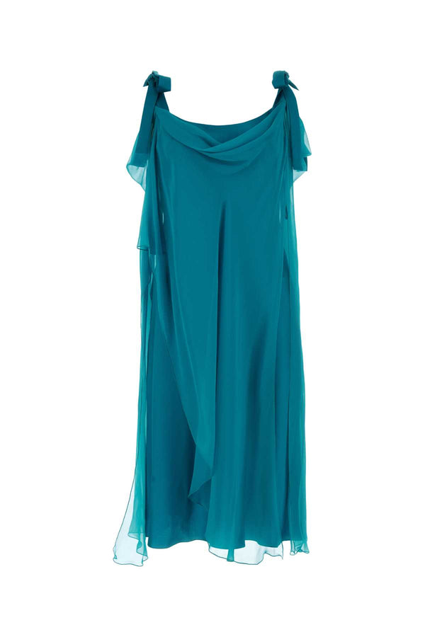 Alberta Ferretti Exterior: 100% Silk; Lining: 70% Acetate 30% Silk dress in teal