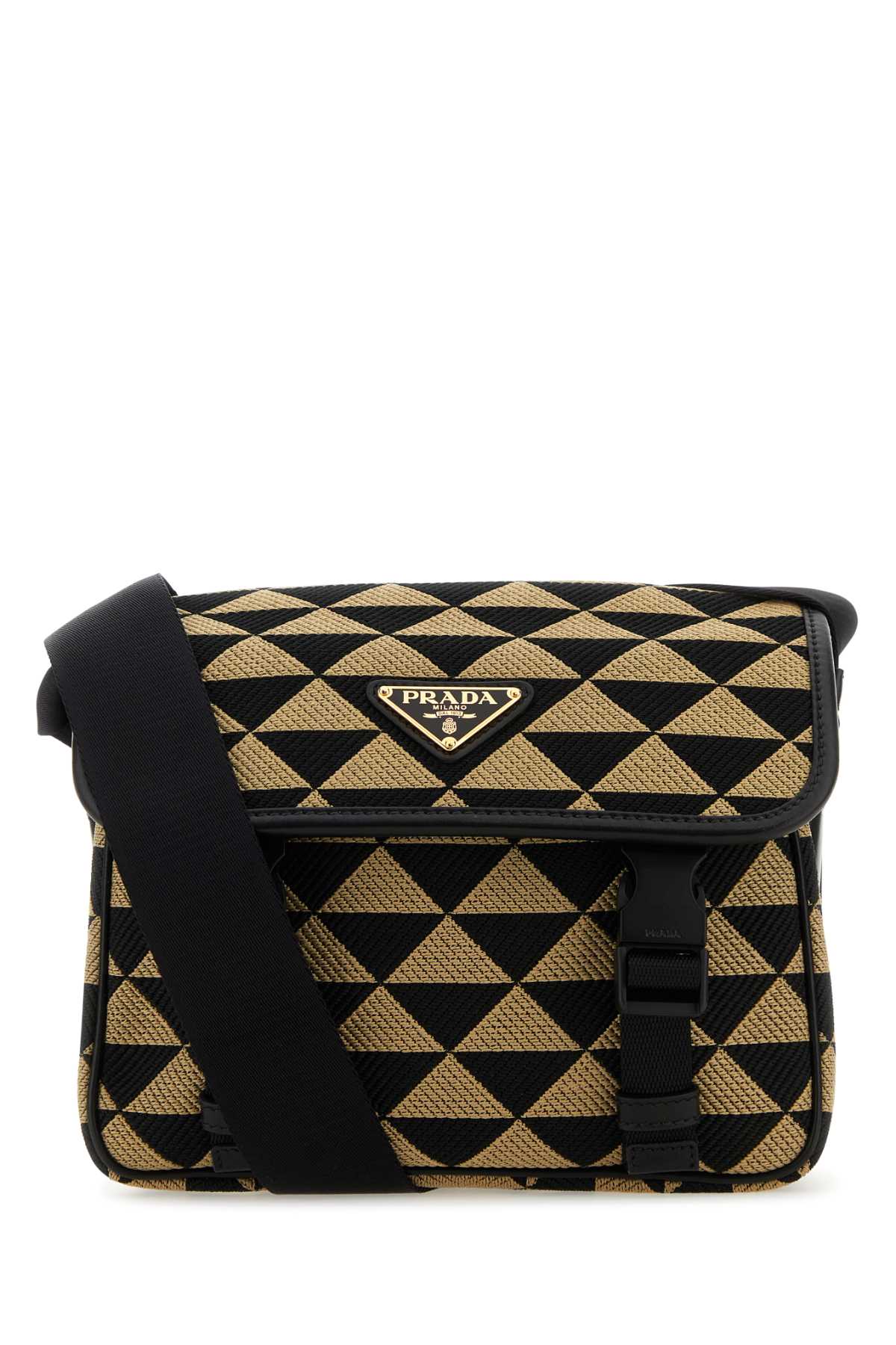 Embroidered Fabric Prada Symbole Crossbody Bag Nerocorda Pl-vitello Borse A Tracolla