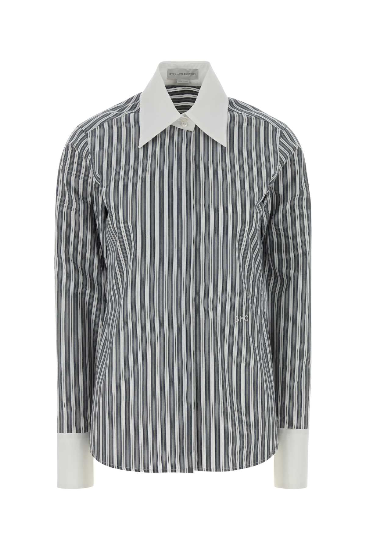 Embroidered Poplin Shirt Greywhite Cotton Camicie