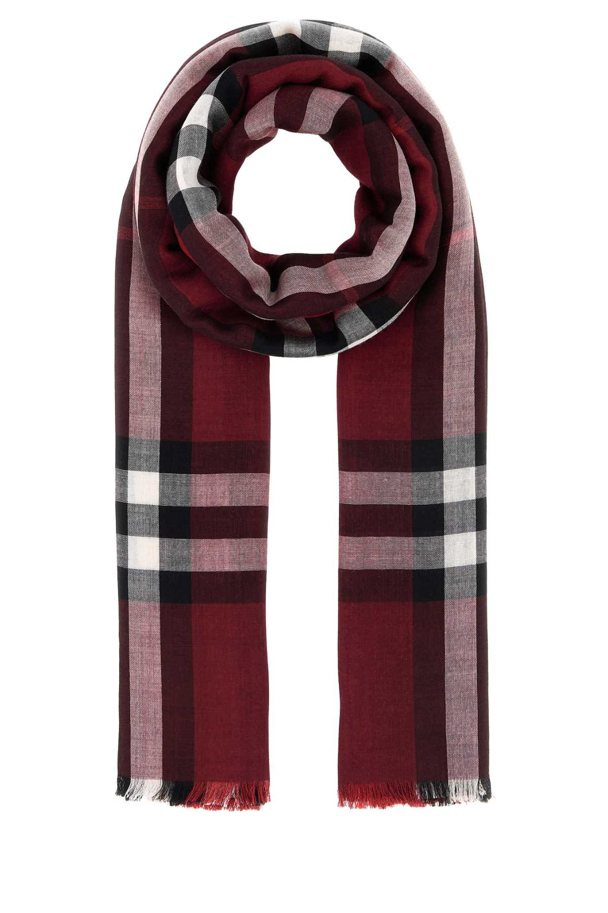 Embroidered Wool Blend Scarf Oxbloodredpost Exterior: Silk Sciarpe E Foulard