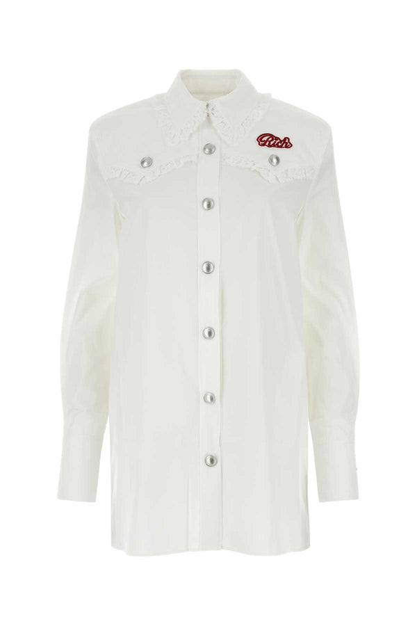 Alessandra Rich 100% Cotton shirt dress in white