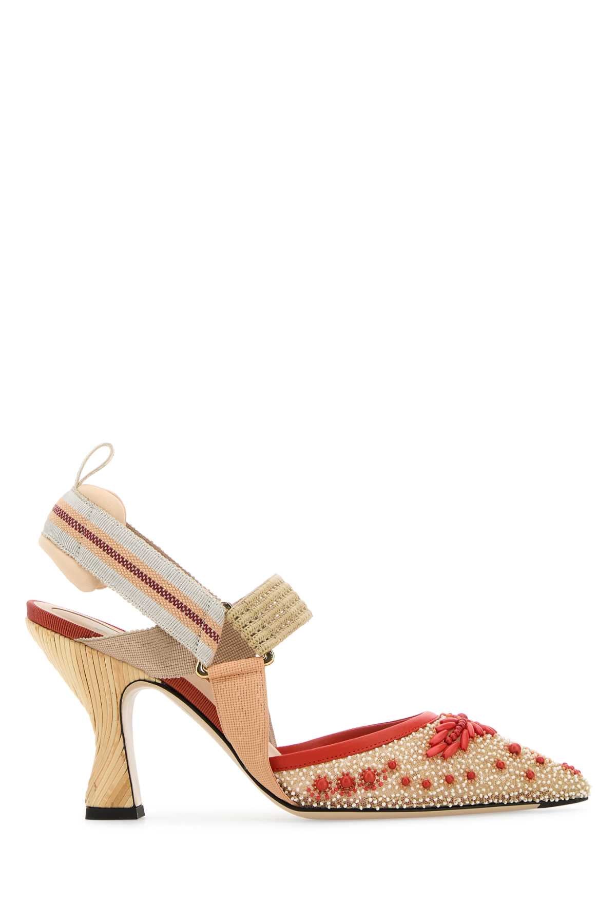 Embellished Fabric Colibrã¬ Pumps Nude Corallo+beige Scarpe Con Tacco