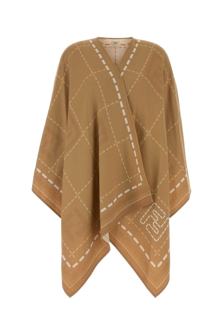Fendi Macro 100% Virgin wool cape in beige