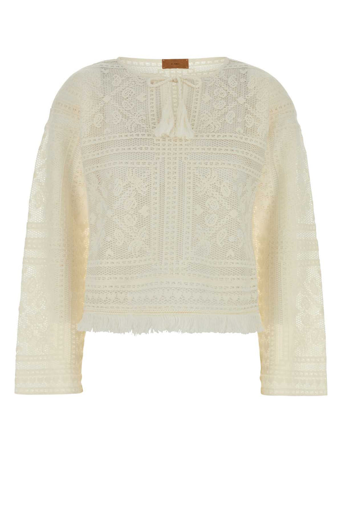 White Crochet Kiss By The Book Sweater Camicie