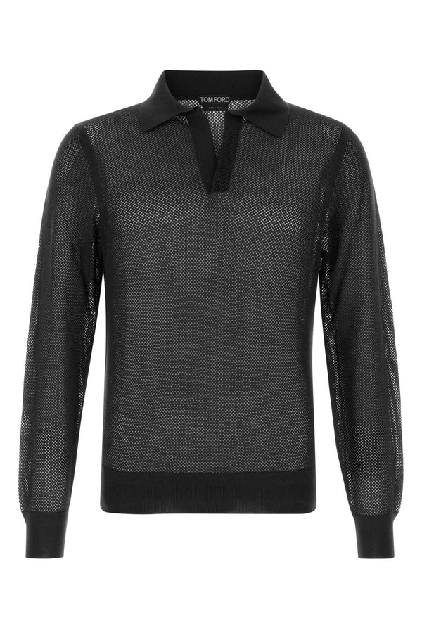 Tom Ford 50% Silk polo in black