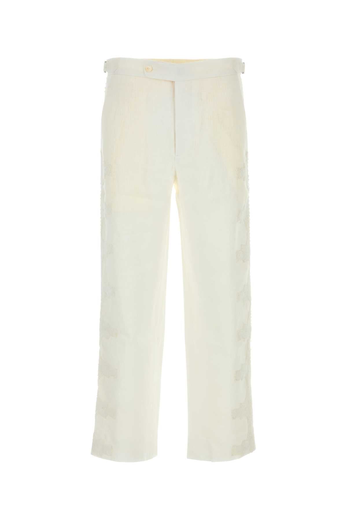 White Linen Salt Pant Pantaloni