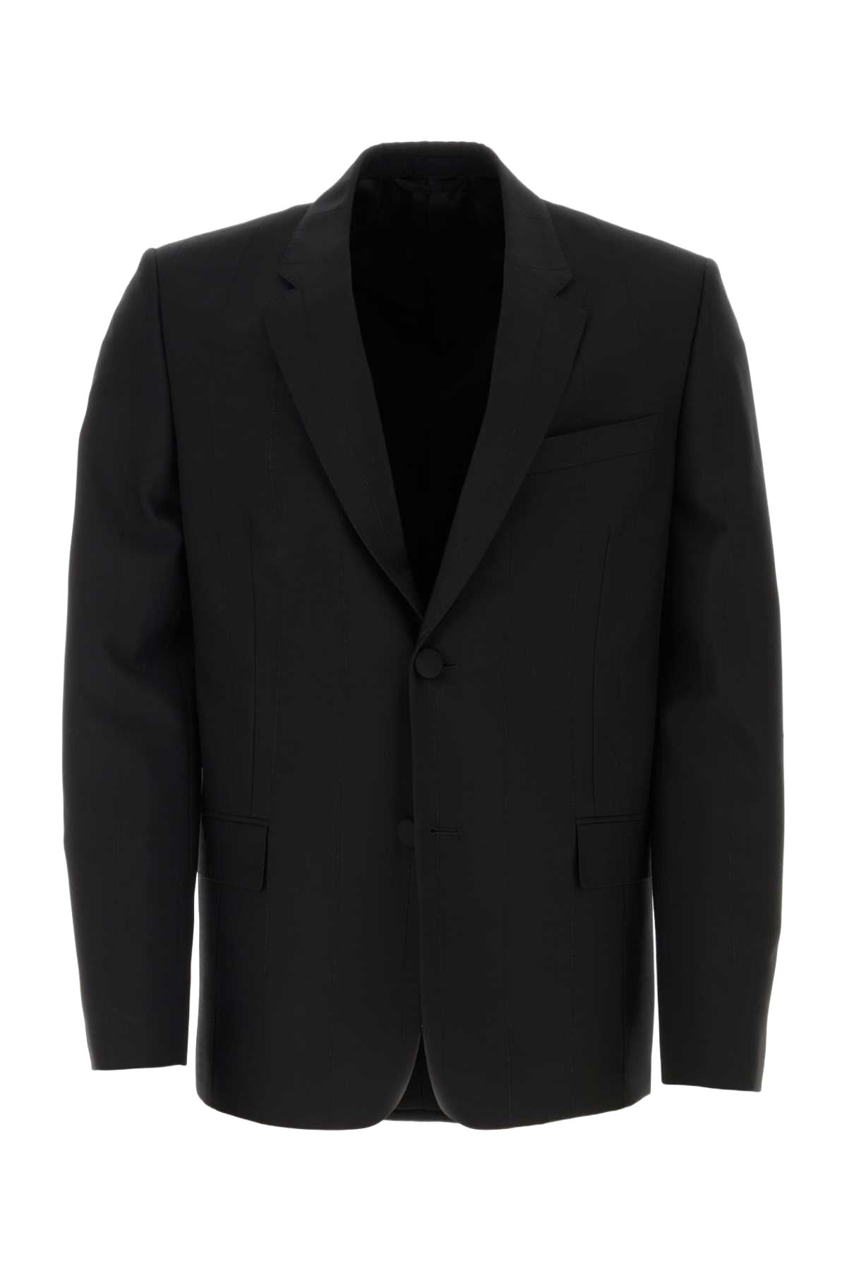 Black Stretch Wool Blend Blazer Giacche E Gilet