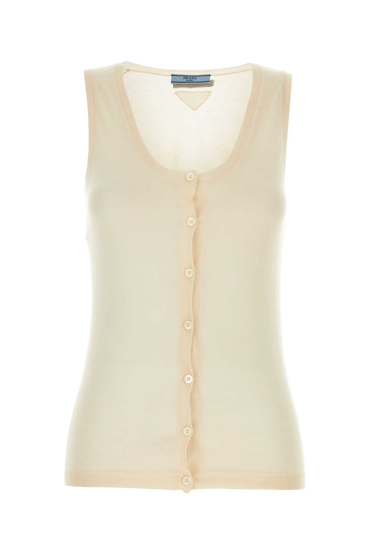 Skin Pink Cashmere Blend Vest Naturale Exterior: Silk Maglieria