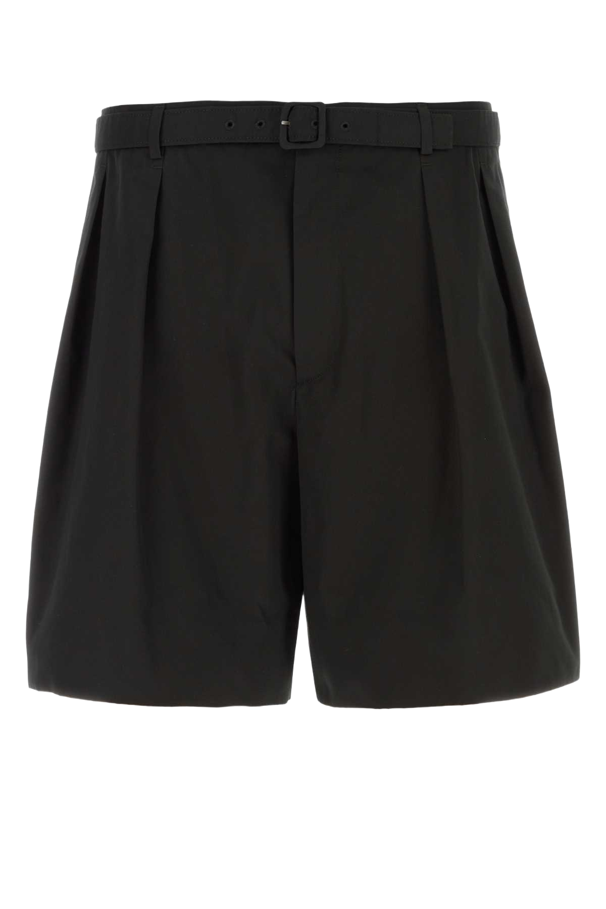 Black Poplin Bermuda Shorts Noir Exterior: Cotton