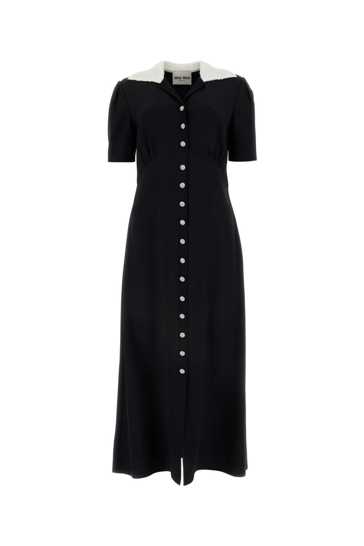 Black Crepe Shirt Dress Nero Ac Vi-vetro Ottone Abiti