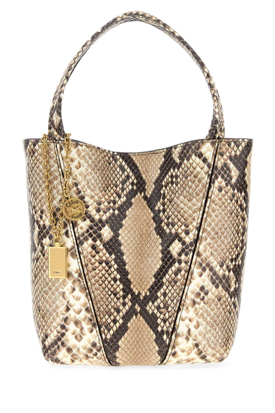 Chloé Exterior: 100% Leather; Lining: 100% Suede; Finishing: Golden metal shoulder bag in beige