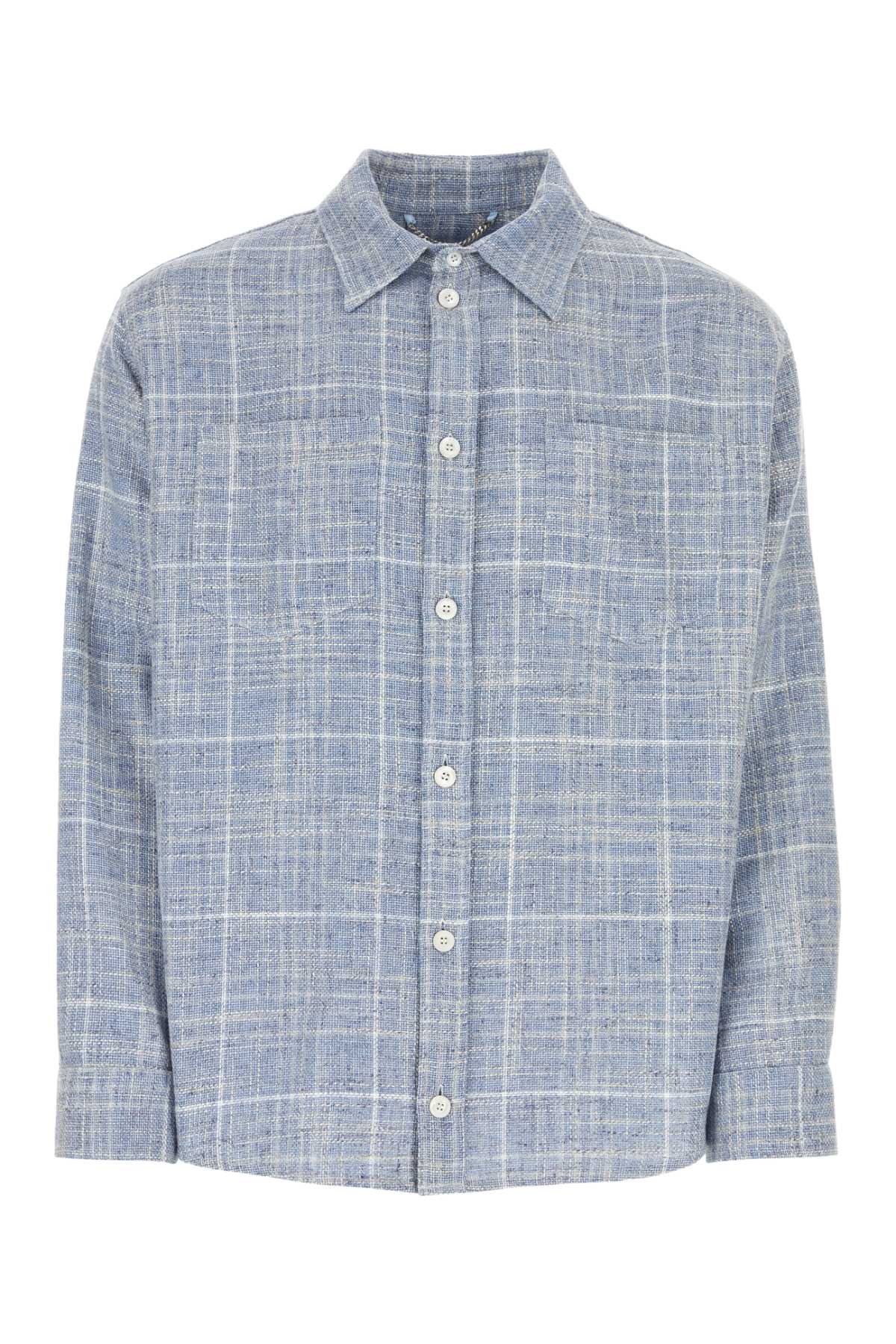Embroidered Flanel Shirt Skyblue Camicie
