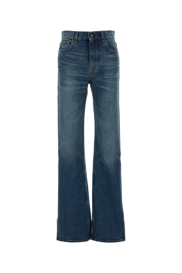 Chloé 100% Cotton with 100% Leather patch jeans in blue
