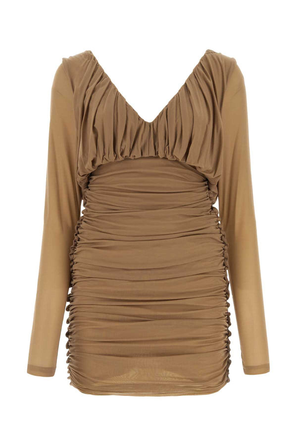 Saint Laurent 100% Cupro dress in camel