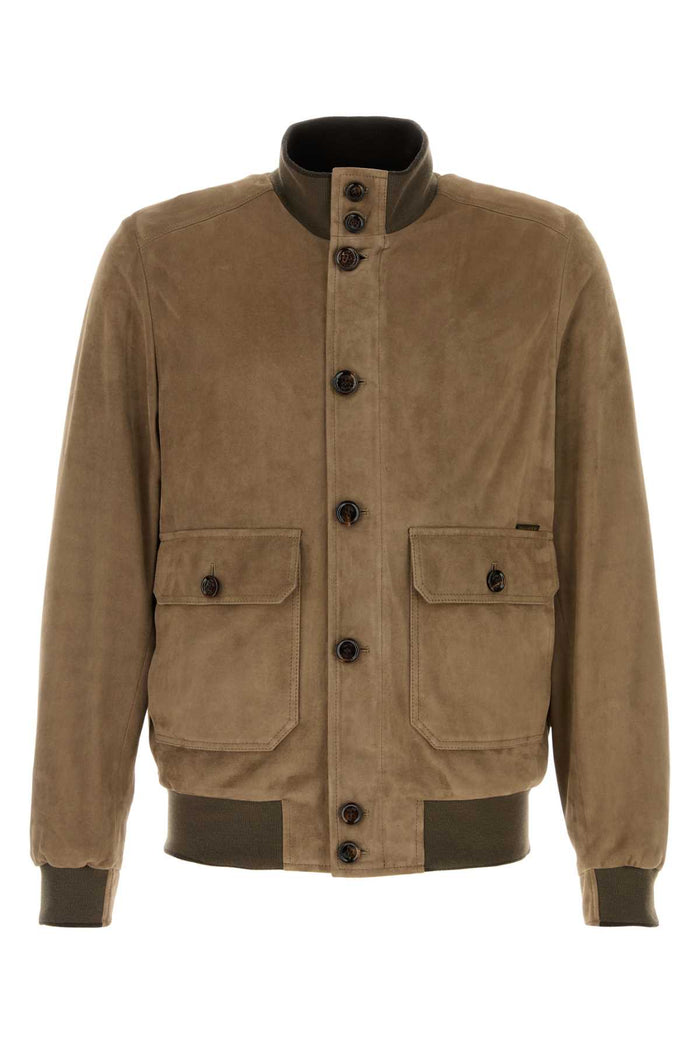 Cappuccino Suede Carlos Bomber Jacket Visone Giubbini