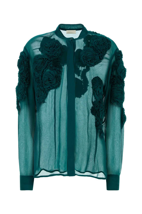 Dries Van Noten Exterior: 100% Viscose shirt in green