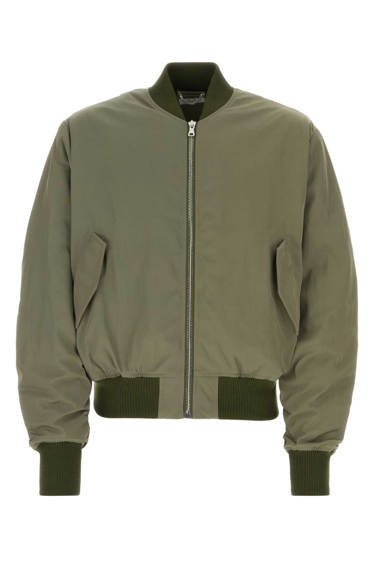 Army Green Polyester Bomber Jacket Greymint Giubbini
