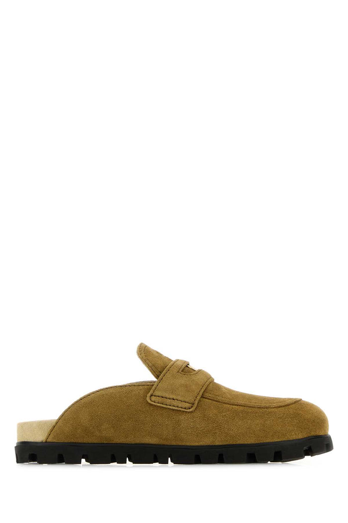 Olive Green Suede Slippers Oliva