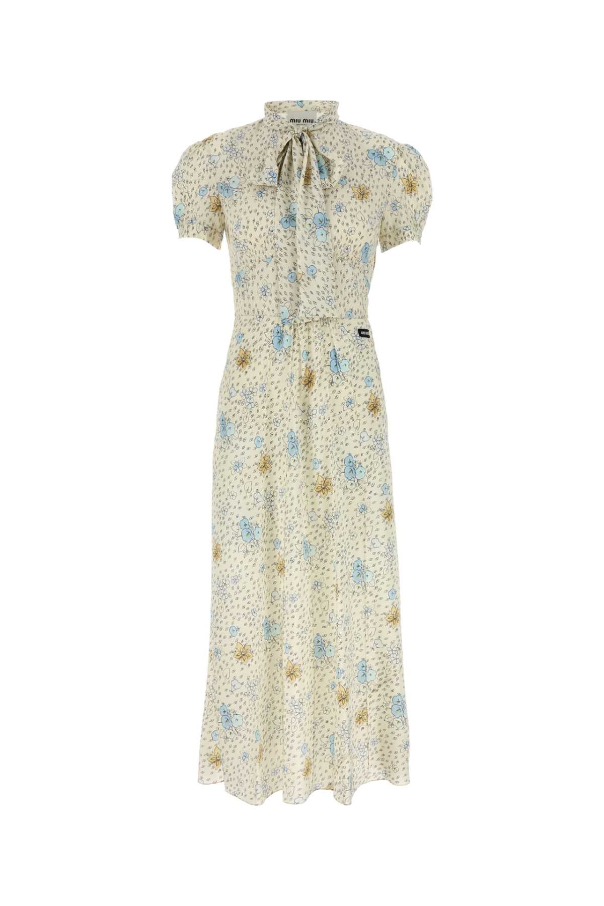 Printed Silk Dress Bianco Se-trochusniloticus Abiti