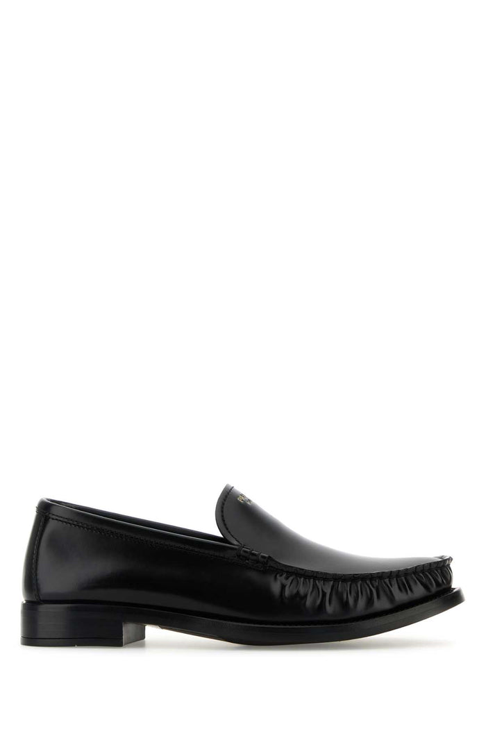 Black Leather Loafers Nero Vitello Mocassini