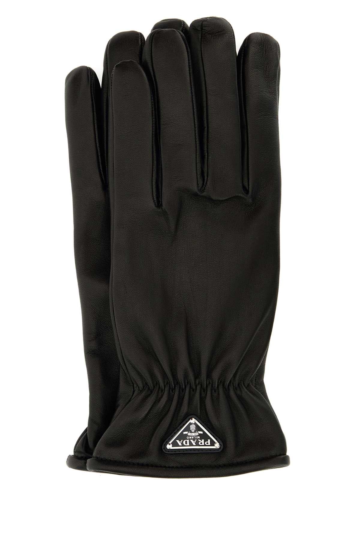 Black Nappa Leather Gloves Nero Agnello Guanti