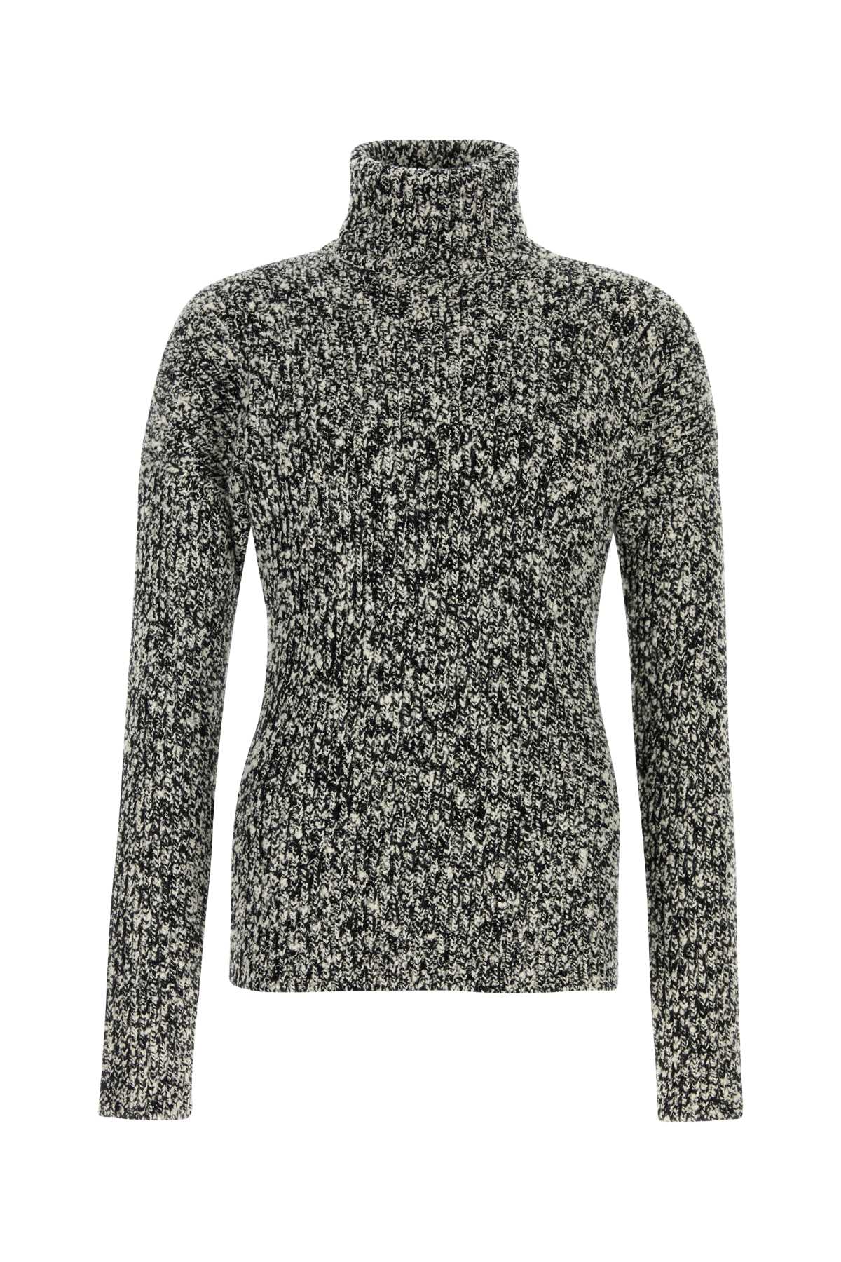 Two-Tone Wool Blend Sweater Bianconero Exterior: Nylon Maglieria