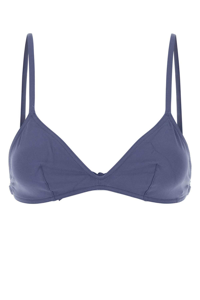 Blu Stretch Nylon Tourbillon Bikini Top Sirenee25 Costumi Da Bagno