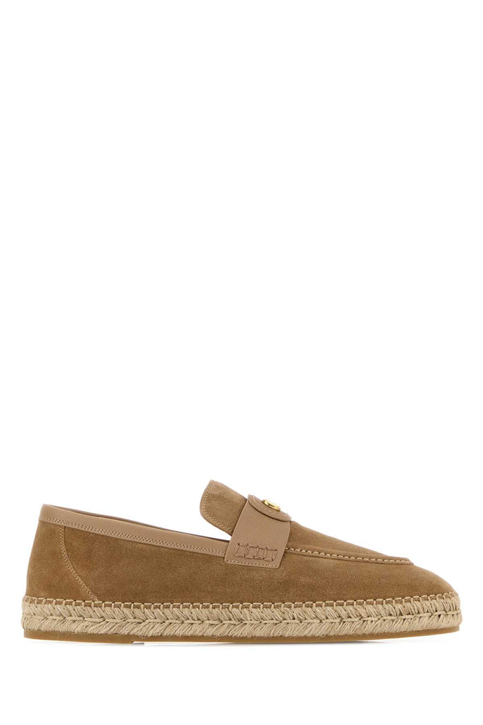 Beige Suede Espadrilles Cammello Splicalf Leather - Bos Taurus Espadrillas