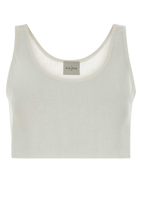 Le Kasha 100% Linen tank top in white