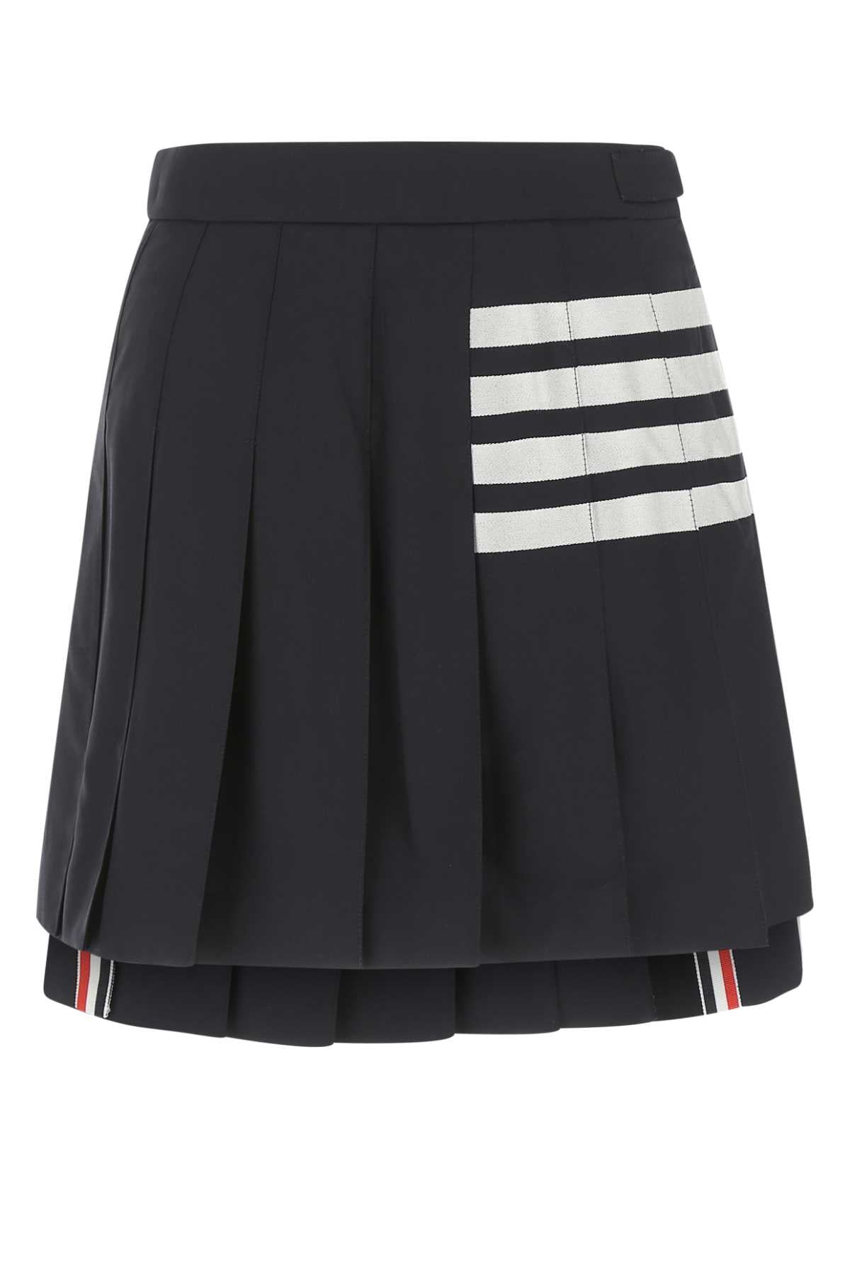 Navy Blue Wool Mini Skirt Self Lining Cupro Gonne