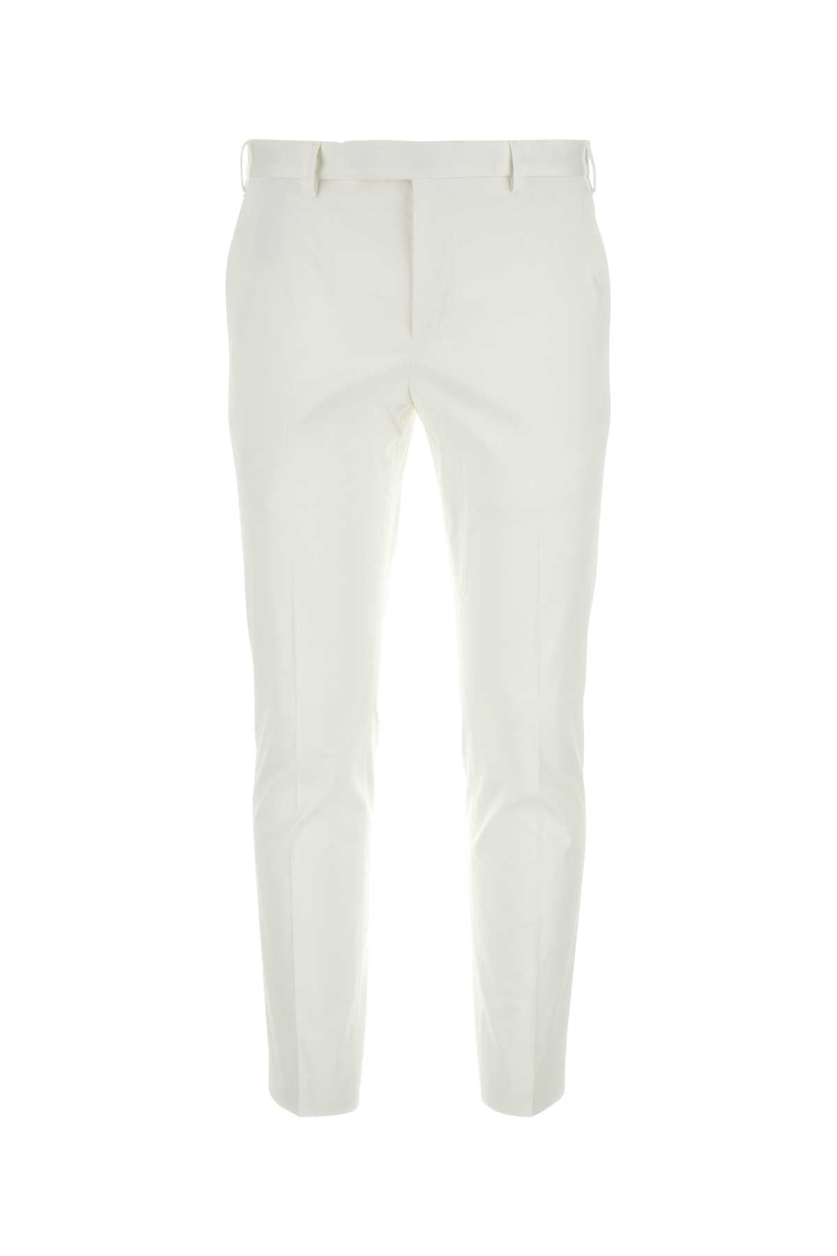 White Stretch Cotton Pant Bianco Exterior: Elastane Pantaloni