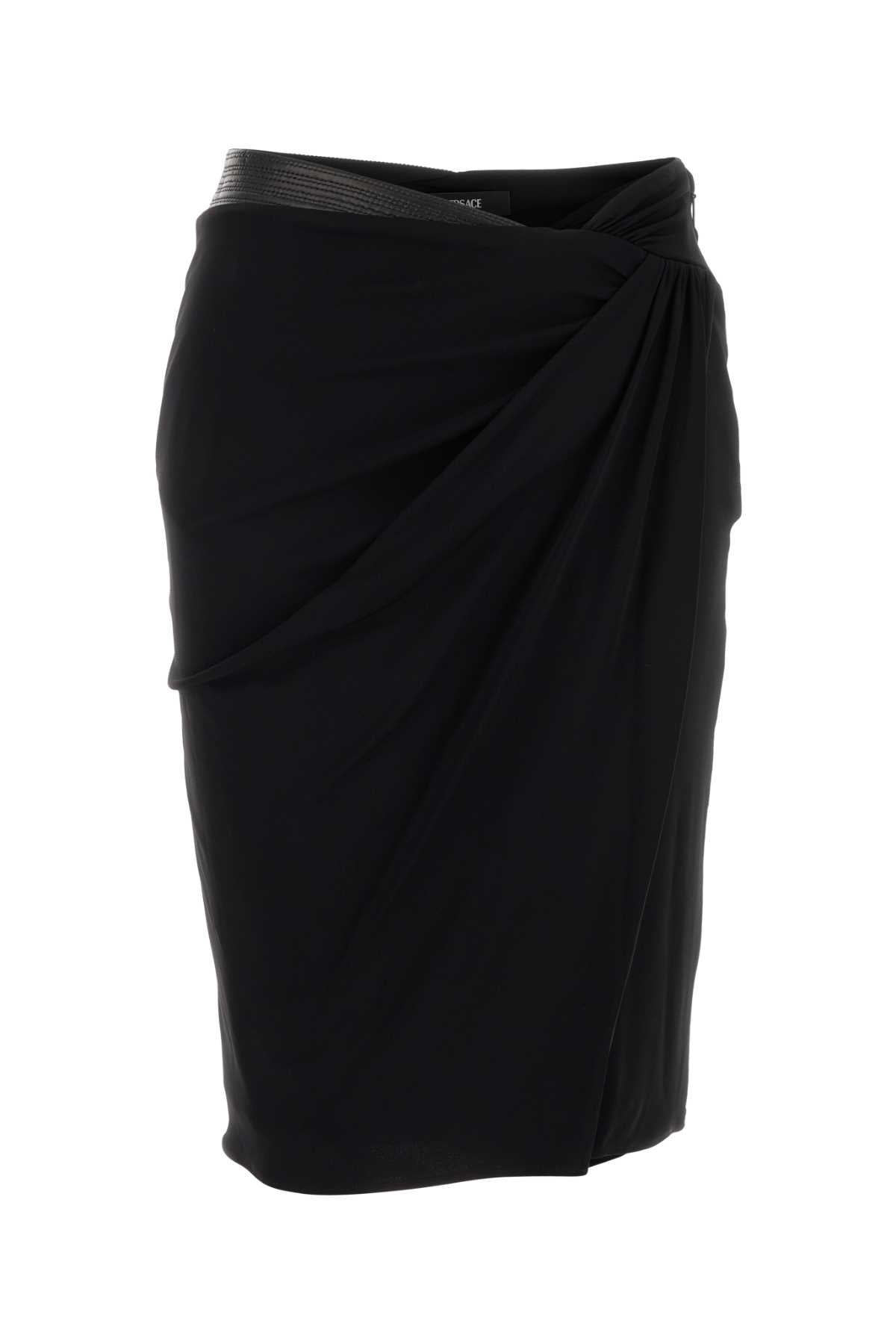 Black Stretch Viscose Skirt 1.outer Fabric:elastane Gonne