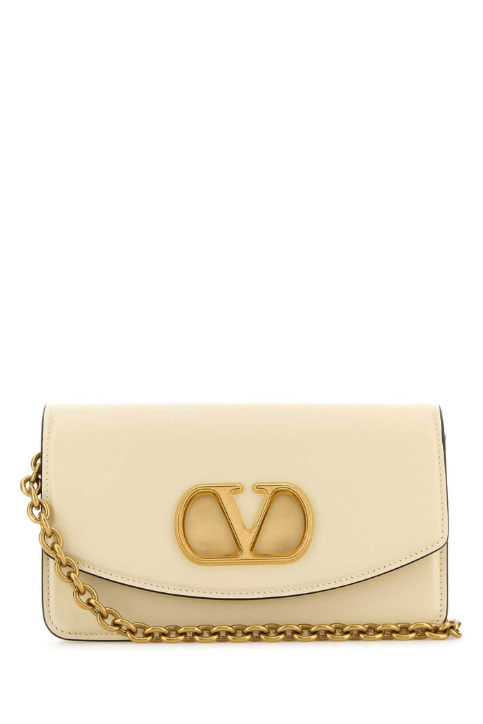 Ivory Leather Vlogo Signature Shoulder Bag Butterwhite Borse A Tracolla