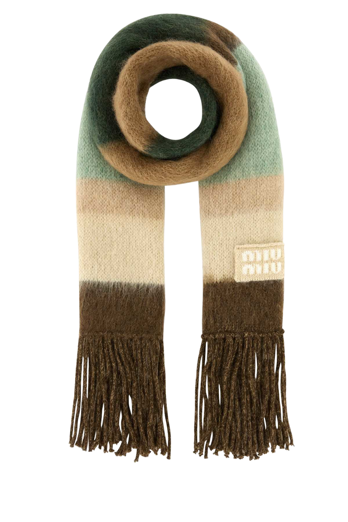 Embroidered Mohair Blend Scarf Cognactundra Exterior: Nylon Wool Sciarpe E Foulard