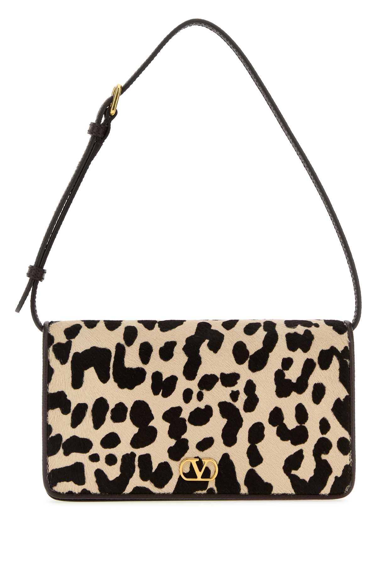 Printed Calf Hair Mini Vlogo Signature Shoulder Bag Naturaletestadimorooakbrown Leather - Bos Taurus Borse A Mano