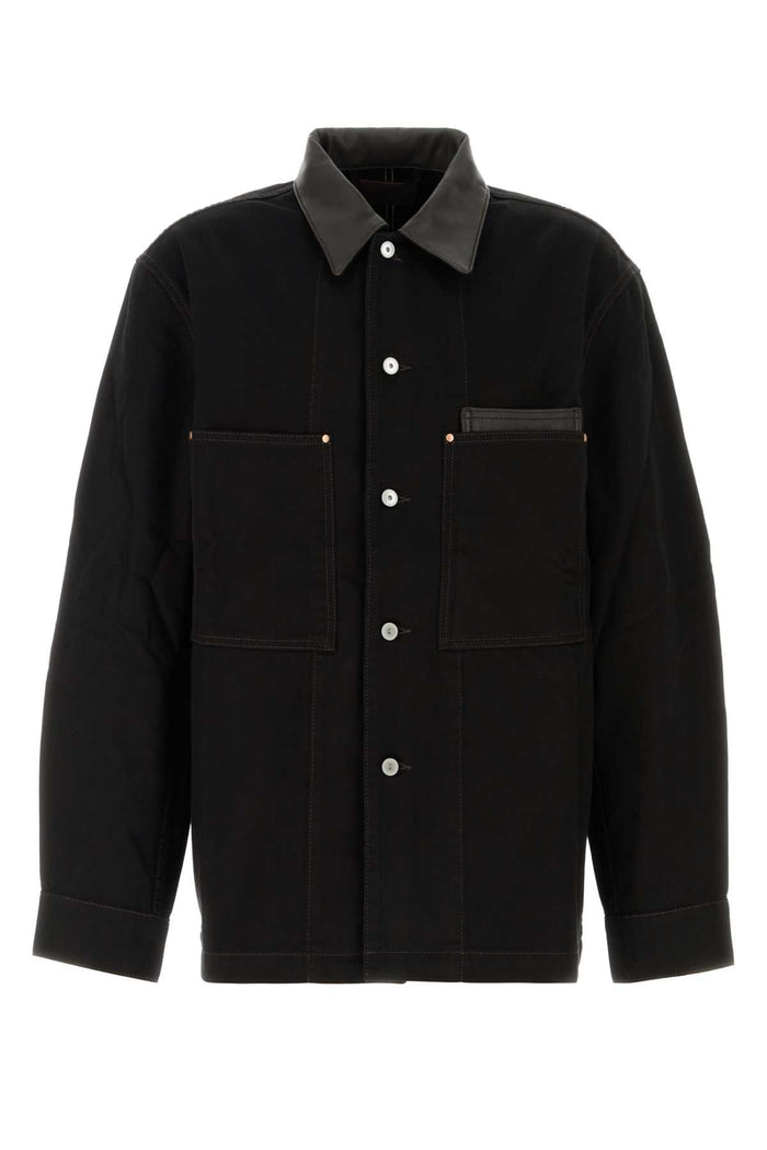 Black Denim Shirt Exterior: Cotton Giacche E Gilet