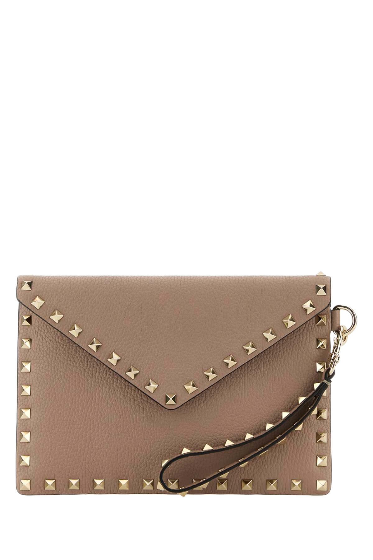 Antiqued Pink Leather Rockstud Clutch Poudre