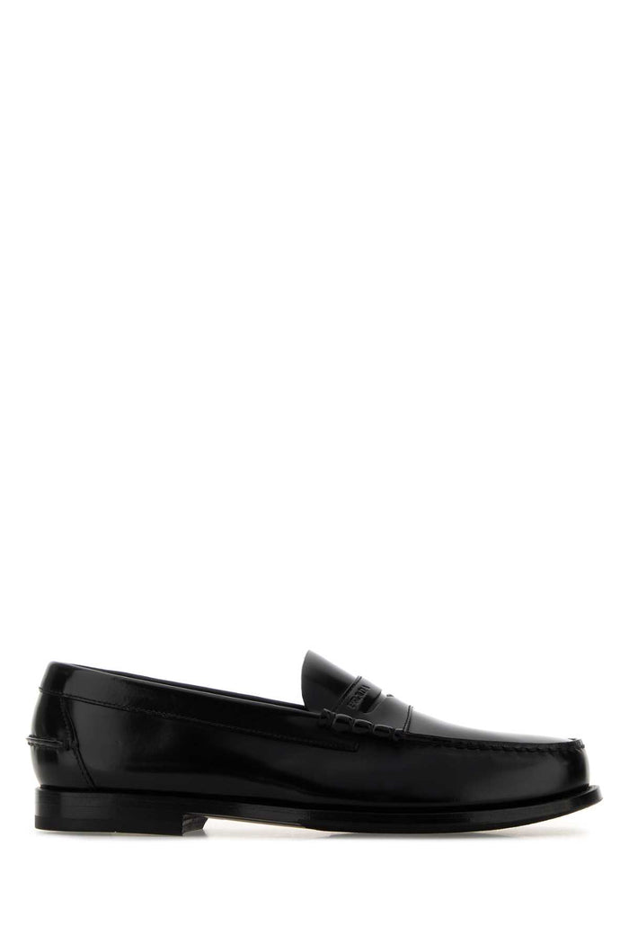 Black Leather Loafers Nero Mocassini