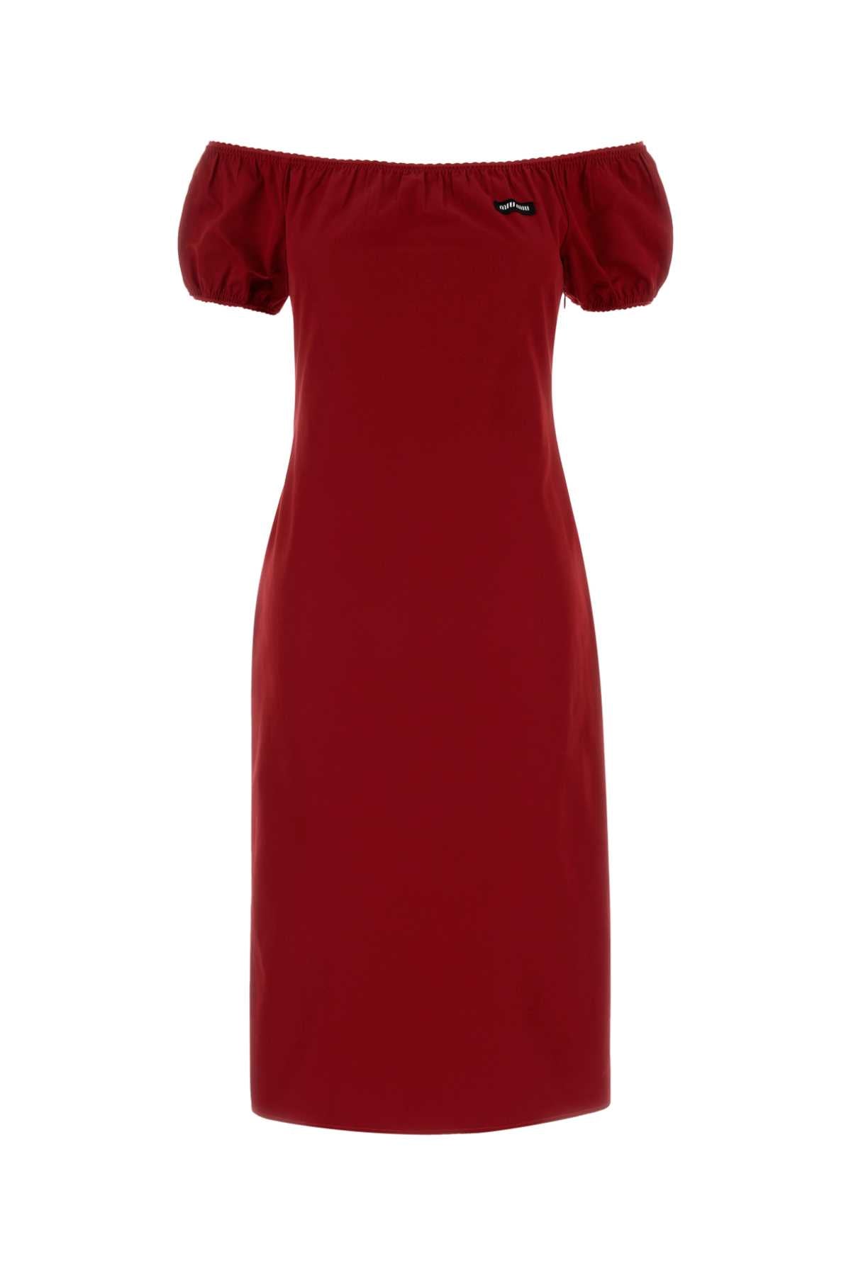 Red Poplin Dress Rosso Exterior: Cotton Abiti