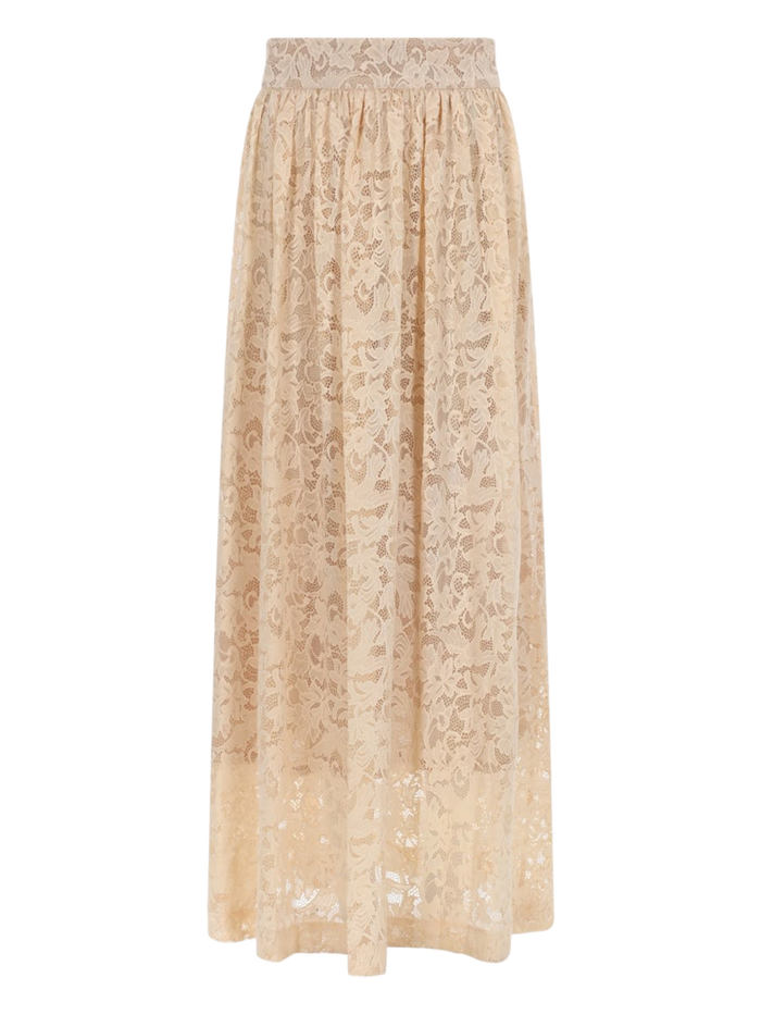 Long Lace Skirt Ivory Polyamide Polyester