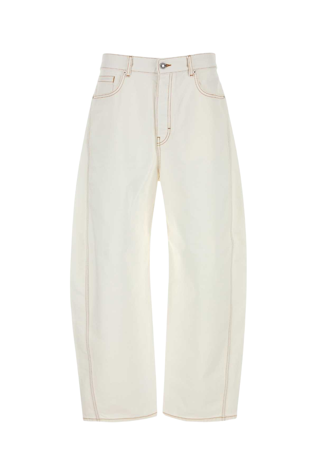 White Denim Wide-Leg Jeans Exterior: Cotton